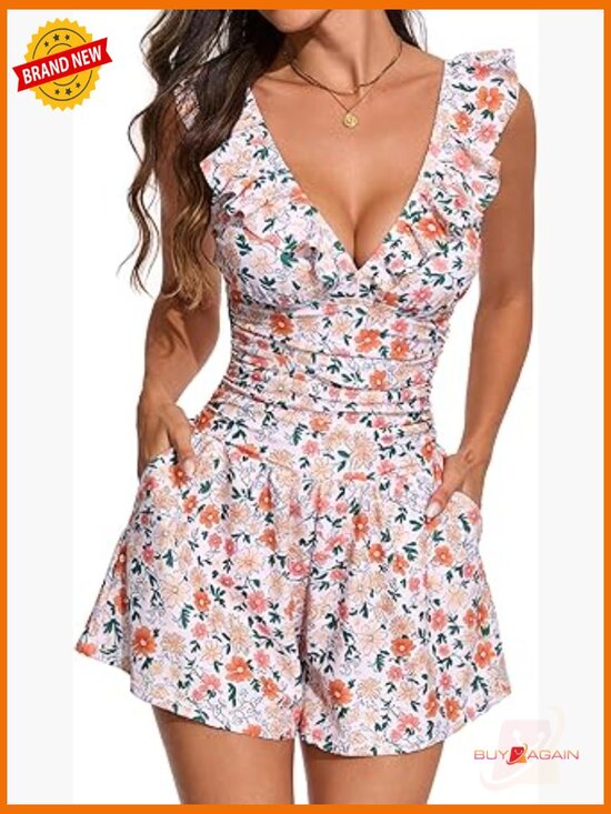Other - One Piece Swim Romper with Tummy Control Built in Bra and Pockets